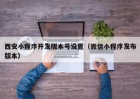 西安小程序开发版本号设置（微信小程序发布版本）